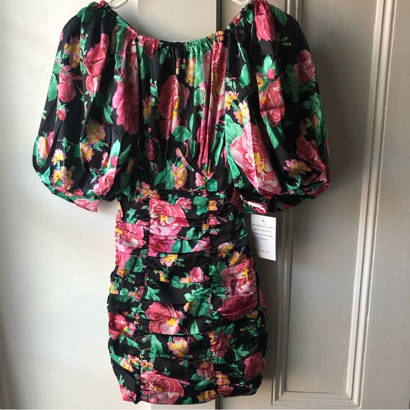 For Love and Lemons Jolie Puff Sleeve Floral Mini Dress - Size XXS - Picture 1 of 10